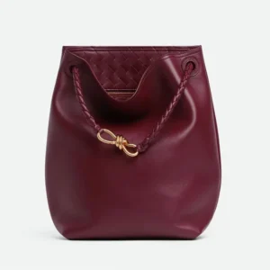 Bottega Veneta Women Andiamo Bucket in Silky Calf Leather-Maroon 844169V