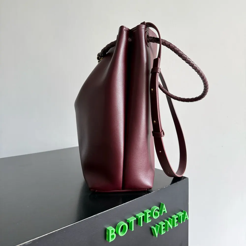 Bottega Veneta Women Andiamo Bucket in Silky Calf Leather-Maroon 844169V 4 Bottega Veneta Women Andiamo Bucket in Silky Calf Leather-Maroon 844169V
