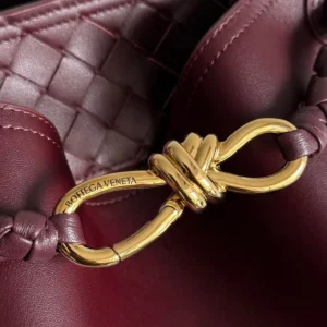 Bottega Veneta Women Andiamo Bucket in Silky Calf Leather-Maroon 844169V