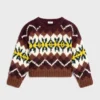 Celine Women Crewneck Sweater In Fair Isle Wool RY0I30N57
