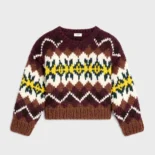 Celine Women Crewneck Sweater In Fair Isle Wool RY0I30N57
