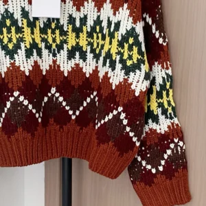 Celine Women Crewneck Sweater In Fair Isle Wool RY0I30N57