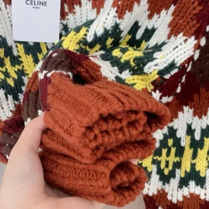Celine Women Crewneck Sweater In Fair Isle Wool RY0I30N57