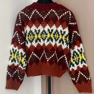 Celine Women Crewneck Sweater In Fair Isle Wool RY0I30N57