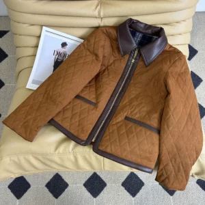 Celine Women Quilted Jacket In Suede-Brown RV0MA0X56