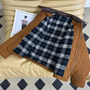 Celine Women Quilted Jacket In Suede-Brown RV0MA0X56
