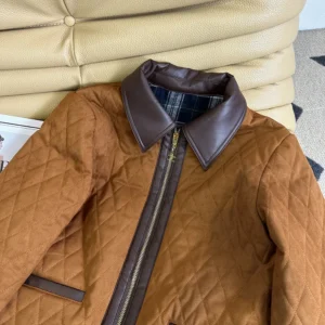 Celine Women Quilted Jacket In Suede-Brown RV0MA0X56