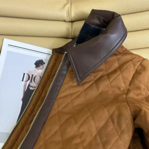 Celine Women Quilted Jacket In Suede-Brown RV0MA0X56