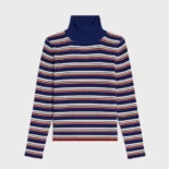 Celine Women Turtleneck Sweater In Striped Ribbed Wool RY0KF0O86
