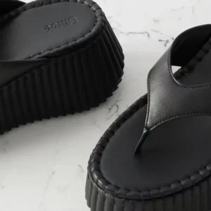 Chloe Women Nama Wedge Slide-Black CHC25A10XSN9FB