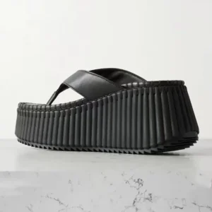 Chloe Women Nama Wedge Slide-Black CHC25A10XSN9FB