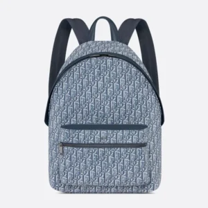 Dior Men Rider Backpack Blue Dior Oblique Jacquard 1VOBA088YKY