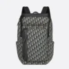 Dior Men Rider Soft Zipped Backpack Beige and Black Dior Oblique Jacquard with Black Grained Calfskin