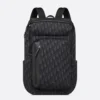 Dior Men Rider Soft Zipped Backpack Black Dior Oblique Jacquard and Black Grained Calfskin