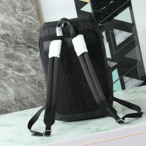 Dior Men Rider Soft Zipped Backpack Black Dior Oblique Jacquard and Black Grained Calfskin
