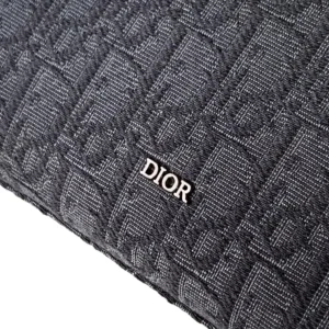 Dior Men Saddle A5 Triangle Pouch Beige and Black Dior Oblique Jacquard with Black Grained Calfskin