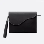 Dior Men Saddle A5 Triangle Pouch Black Grained Calfskin