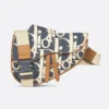 Dior Men Saddle Bag Blue and Beige Raffia-Effect Dior Oblique Denim
