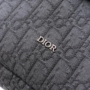 Dior Men Small Rider Soft Hobo Bag Black Dior Oblique Jacquard and Black Grained Calfskin