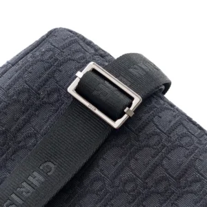 Dior Men Small Rider Soft Hobo Bag Black Dior Oblique Jacquard and Black Grained Calfskin
