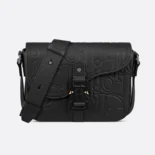 Dior Men Small Saddle Messenger Bag with Flap Black Dior Gravity Leather