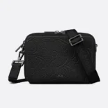 Dior Men Zipped Pouch with Strap Black Dior Gravity Leather