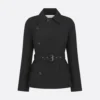 Dior Women Belted Jacket Black Virgin Wool and Silk Gabardine