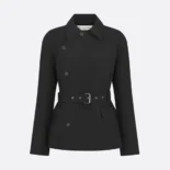 Dior Women Belted Jacket Black Virgin Wool and Silk Gabardine