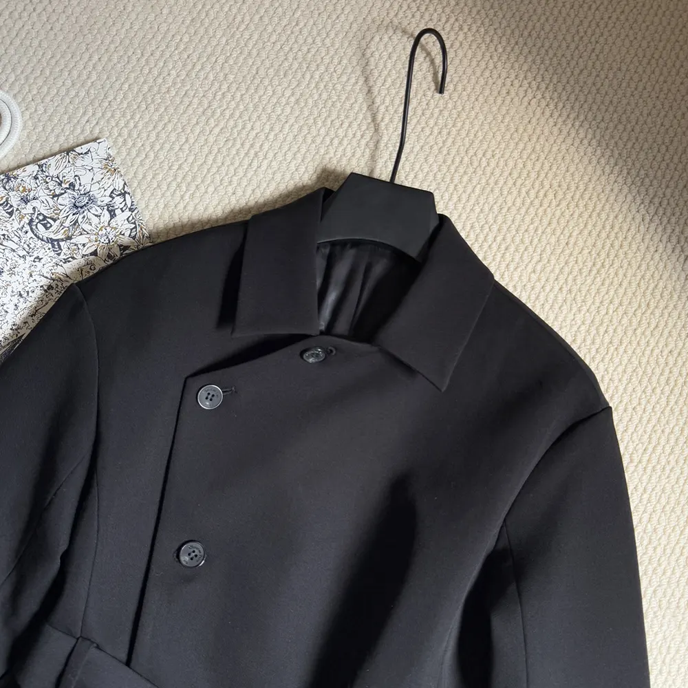 Dior Women Belted Jacket Black Virgin Wool and Silk Gabardine 7 Dior Women Belted Jacket Black Virgin Wool and Silk Gabardine