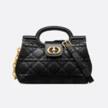 Dior Women Dior Jolie Top Handle Mini Bag Black Cannage Lambskin