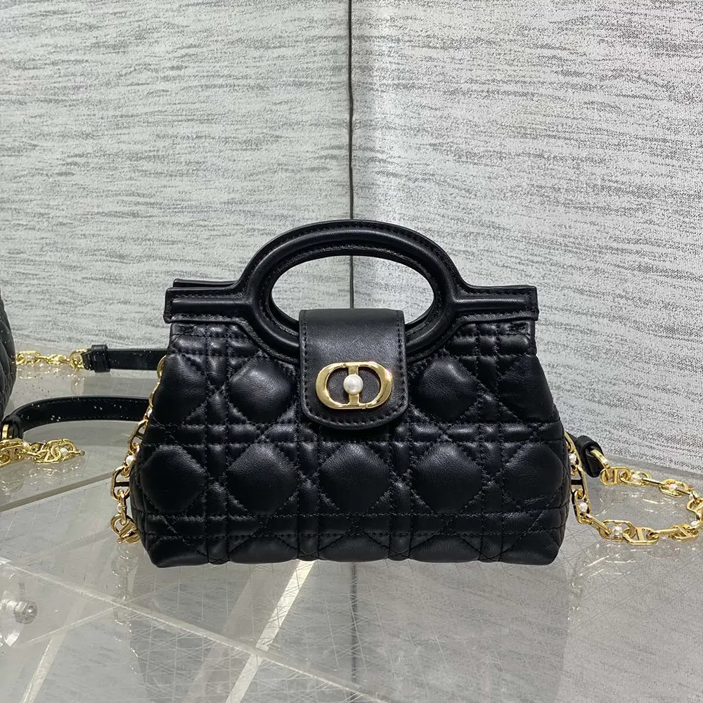 Dior Women Dior Jolie Top Handle Mini Bag Black Cannage Lambskin 3 Dior Women Dior Jolie Top Handle Mini Bag Black Cannage Lambskin