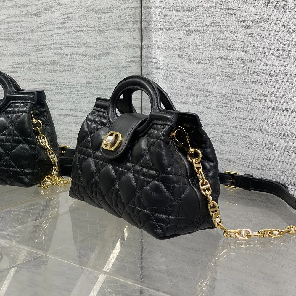 Dior Women Dior Jolie Top Handle Mini Bag Black Cannage Lambskin 4 Dior Women Dior Jolie Top Handle Mini Bag Black Cannage Lambskin