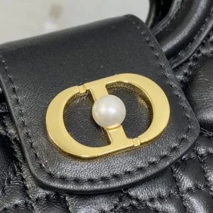 Dior Women Dior Jolie Top Handle Mini Bag Black Cannage Lambskin