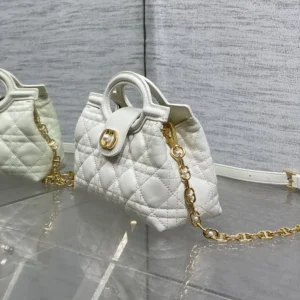 Dior Women Dior Jolie Top Handle Mini Bag Latte Cannage Lambskin