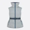 Dior Women DiorAlps Belted Puffer Vest Blue and White Dior Oblique Quilted Technical Taffeta
