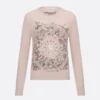 Dior Women Embroidered Sweater Cashmere Knit with Pink Dior Astral Flowers Motif