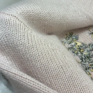 Dior Women Embroidered Sweater Cashmere Knit with Pink Dior Astral Flowers Motif