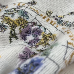 Dior Women Embroidered Sweater White Cashmere Knit with Multicolor Dior Astral Flowers Motif