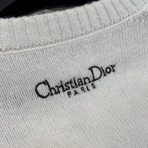 Dior Women Embroidered Sweater White Cashmere Knit with Multicolor Dior Astral Flowers Motif