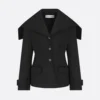 Dior Women Fitted Jacket with Sailor Collar Black Double-Sided Virgin Wool-Angora-Blend Felt