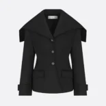 Dior Women Fitted Jacket with Sailor Collar Black Double-Sided Virgin Wool-Angora-Blend Felt