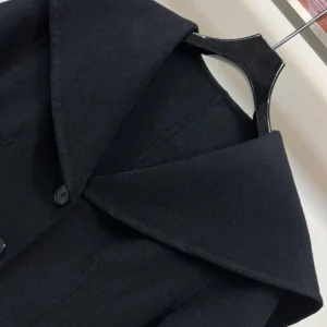 Dior Women Fitted Jacket with Sailor Collar Black Double-Sided Virgin Wool-Angora-Blend Felt