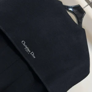 Dior Women Fitted Jacket with Sailor Collar Black Double-Sided Virgin Wool-Angora-Blend Felt
