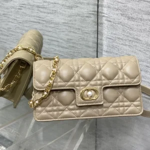 Dior Women Jolie Mini Bag Latte Cannage Lambskin S3117UNJB