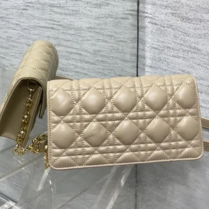 Dior Women Jolie Mini Bag Latte Cannage Lambskin S3117UNJB