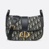 Dior Women Medium 30 Montaigne Satchel Bag Blue Dior Oblique Jacquard