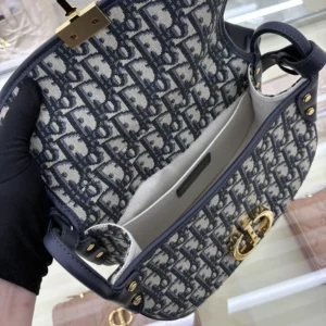 Dior Women Medium 30 Montaigne Satchel Bag Blue Dior Oblique Jacquard