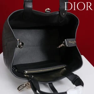 Dior Women Medium Dior Toujours Bag Black Flat Macrocannage Calfskin