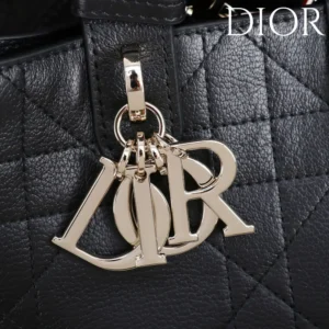 Dior Women Medium Dior Toujours Bag Black Flat Macrocannage Calfskin