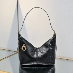 Dior Women Medium Dior Voyage Bag Black Flat Macrocannage Grained Calfskin